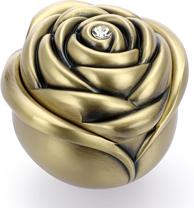 Hipiwe Small Vintage Jewelry Box, Rose Shape Ring Holder Treasure Chest Box for Women, Trinket Storage Case Keepsake Box for Rings Earrings Necklace, Bronze - Image 9