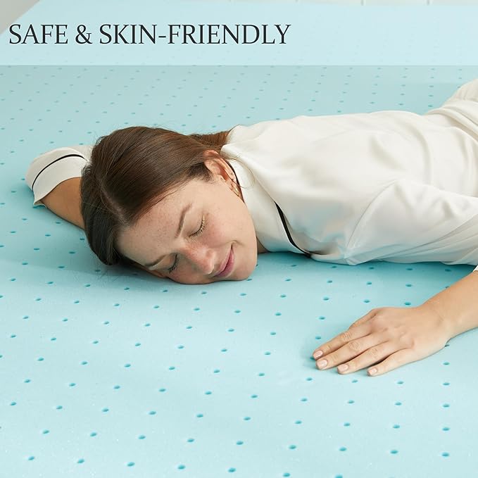 3 Inch Memory Foam Mattress Topper Full, Mattress Pad Gel Infused Foam Bed Topper, Ventilated Soft Blue,Full Size