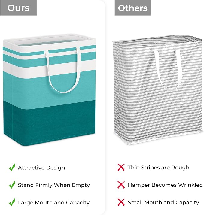 HomeHacks 2-Pack Large Laundry Basket, Waterproof, Freestanding Laundry Hamper, Collapsible Tall Clothes Hamper with Extended Handles for Clothes Toys in the Dorm and Family (Green, 100L) - Image 3