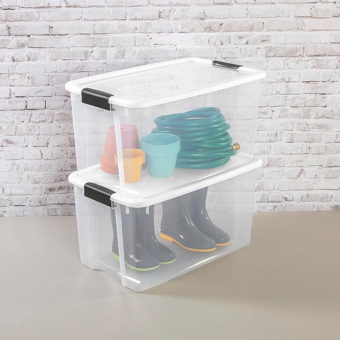 Sterilite 8-Pack 70 Quart Ultra Latch Box, Clear Storage Organizer Bins with Latching Lids - Stackable Plastic Containers for Home Organization in Garage, Attic, Basement, and Closet - Image 8