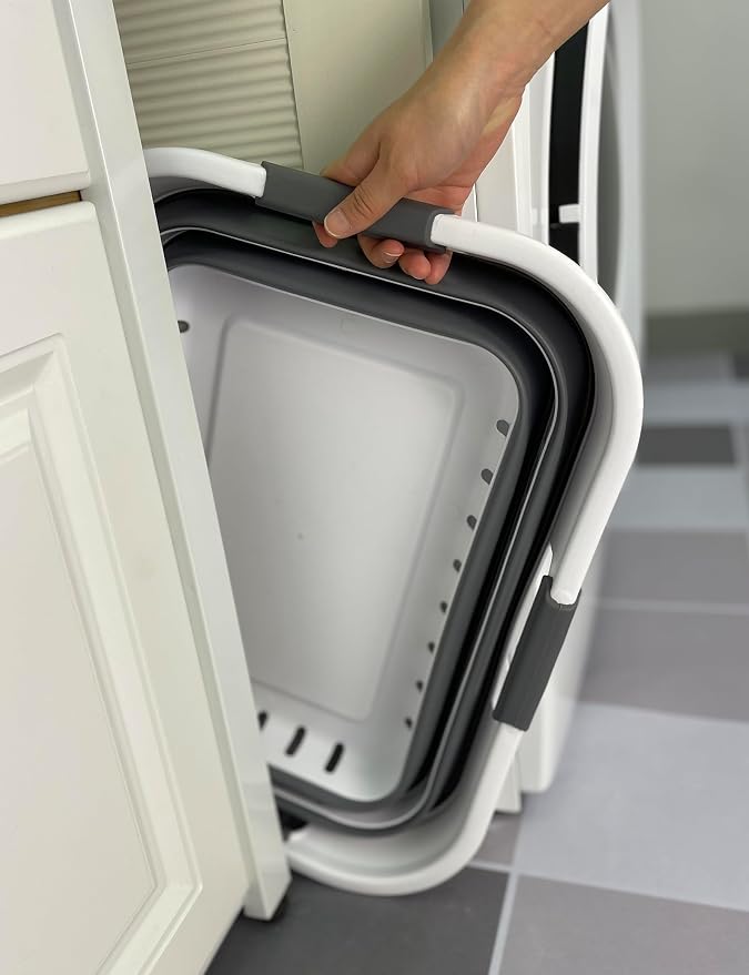 SAMMART 42L (11 gallon) Collapsible Plastic Laundry Basket - Foldable Pop Up Storage Container/Organizer - Space Saving Hamper/Basket (1, Grey/Steel Grey) - Image 3