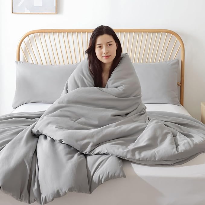 ROSGONIA Oversized King Comforter Grey, 3pcs (1 Boho Comforter & 2 Pillowcases) Lightweight Oversized King Size Comforter Sets Bedding Blanket