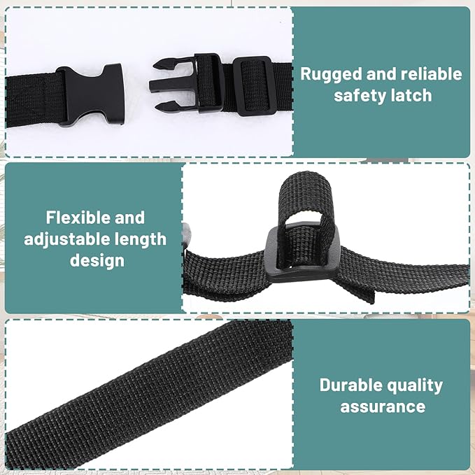 Mattress Straps 2 Pcs Adjustable Foam Mattresses Packing Straps with Sturdy Locked Buckles for Moving House Gel Mattress Topper Storing Bedding Supplies Black, 59.06'' X 1.26''