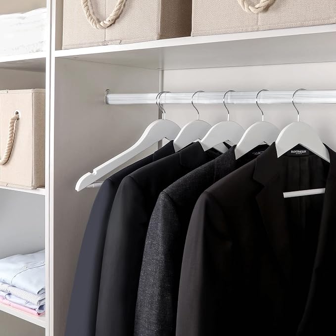 TOPIA HANGER Wooden Coat Hangers 30 Pack, White Wood Suit Hangers with Non Slip Pants Bar, 360° Swivel Hook and Shoulder Notches for Camisole, Jacket, Pants, Smooth Finish Clothes Hangers -CT34W30 - Image 6