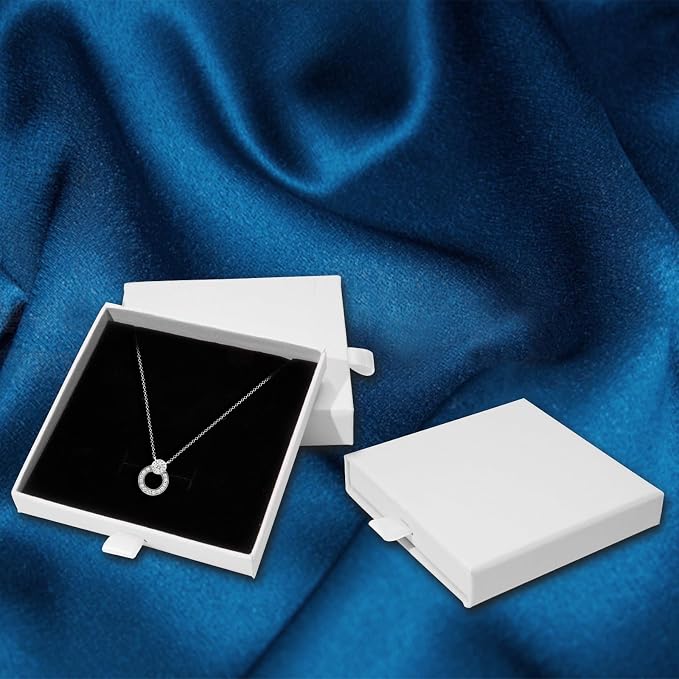4 Pcs Jewelry Gift Box, 3.5×3.5x0.7Inch Cardboard Jewelry Boxes, Fancy Necklace Bracelet Earring Drawer Organizer Box, Kraft Empty Jewellery Boxes for Necklace Ring Earring Display Box(White) - Image 4