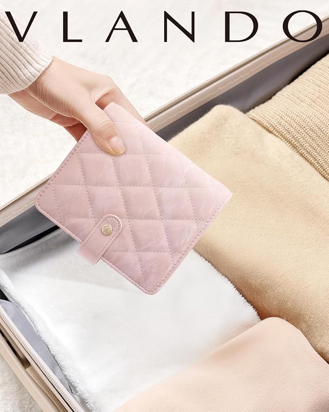 VLANDO Travel Jewelry Organizer Case,Gifts for Women,Portable Jewelry Storage Book Ring Binder with Clear Zipper Velvet Pouch Bag for Traveling,Rings,Necklace,Earrings,Bracelets,Brooches-Sand Pink - Image 6