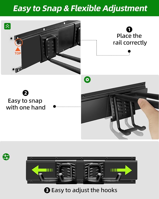 PIYILO 64 inches Garage Tool Organizer Wall Mount, Garden Tool Organizer Rack Heavy Duty, Hanging Storage Organization Racks Holder with 10 Hooks, for Lawn Tools, Shovel, Shed - Image 9