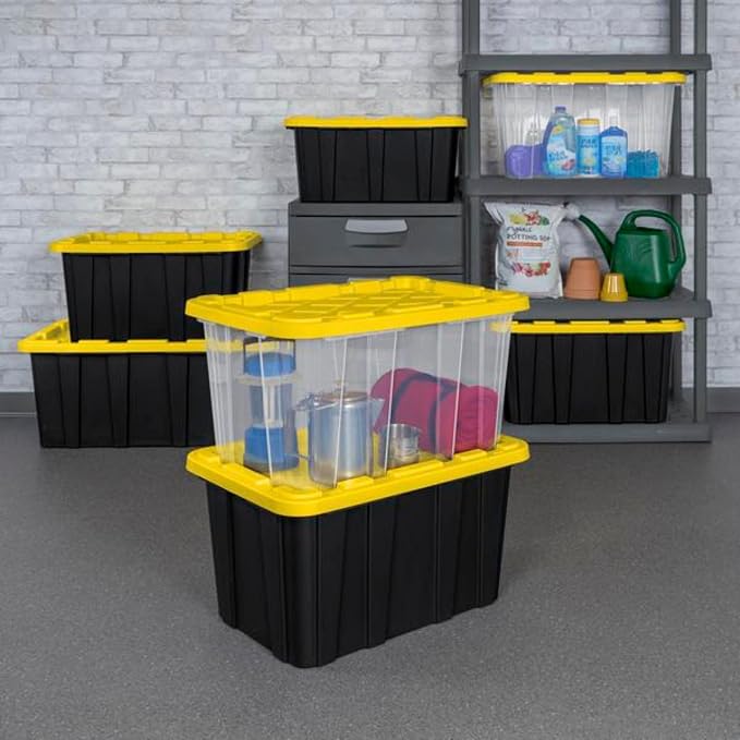 Sterilite 12 Pack Industrial Tote Organizers, Plastic Storage Container Bins with Lids, 27 Gallon - Heavy-Duty Organizing Containers for Closet, Bathroom, and Office - Image 7