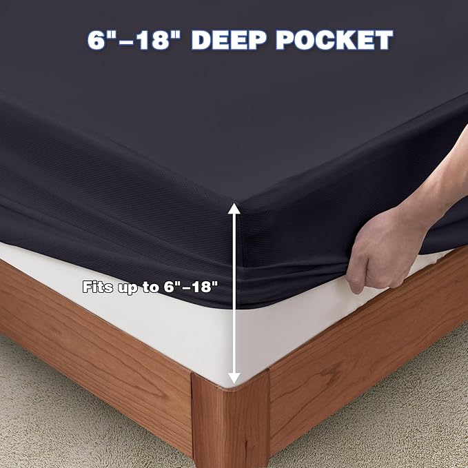 Twin Mattress Protector, Waterproof Mattress Cover with 18" Deep Pocket Bed Cover, Fitted Sheet Style Noiseless Breathable Machine Washable, Black (39' X 75'')