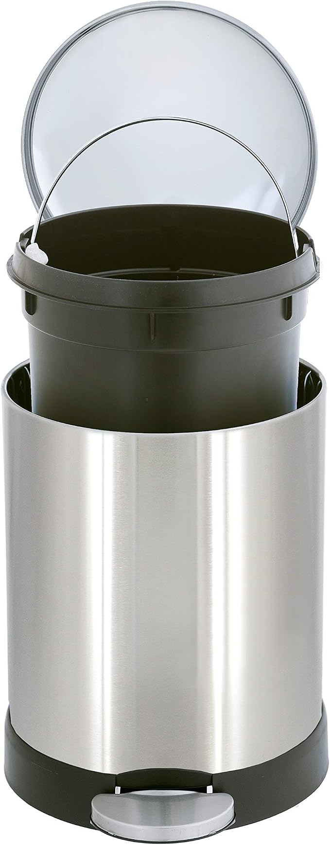Glad Small Trash Can, 1.2 Gallon | Round Stainless Steel Garbage Bin with Soft Close Lid & Step Foot Pedal | Metal Waste Basket with Removable Inner Bucket, Stainless, 8 x 9.5 x 12 inches - Image 4
