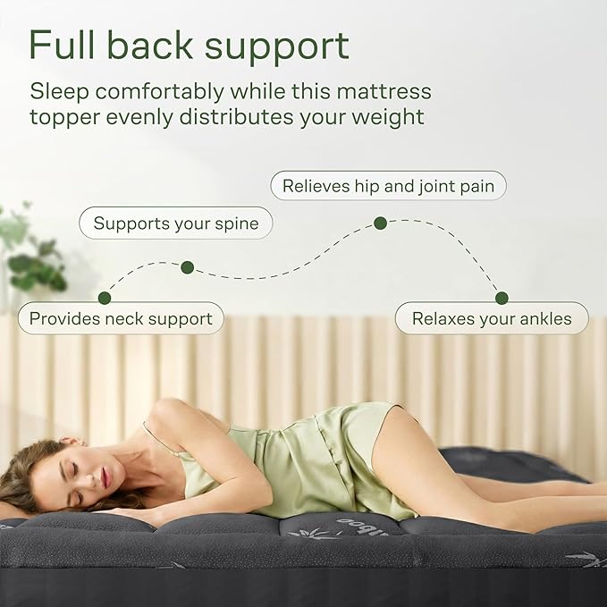Ultra Soft King Size Mattress Topper - Viscose Made from Bamboo Pillow Top Mattress Pad for Back Pain Relief - Naturally Cooling for Hot Sleepers, Dark Gray