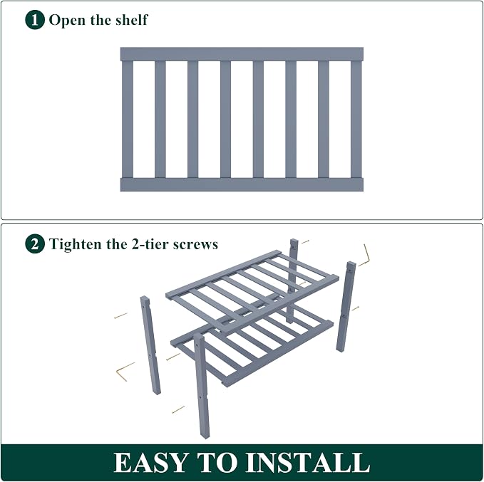Smiry Bamboo Shoe Rack for Closet, 2 Tier Small Wooden Stackable Shoe Organizer, Free Standing Shoes Storage Shelf for Entryway, Front Door Entrance, Grey - Image 6