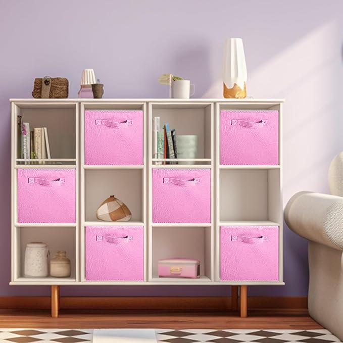 ShellKingdom Storage Bins, Foldable Fabric Storage Cubes And Cloth Storage Organizer Drawer For Closet And Toys Storage, 6 Pack (Pink) - Image 3