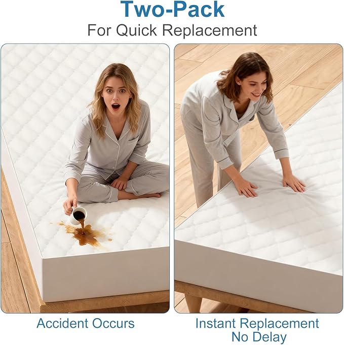 2Pack Waterproof Crib Mattress Protector,Cotton 52X28 Fitted Crib Sheets Crib Mattress Protector Sheets,Soft Toddler Bed Sheets,Washable Infant Fitted Baby Bed Sheets (White, 52X28inch)