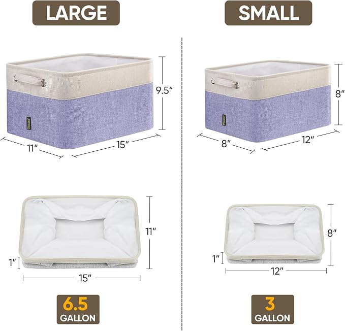 BALEINE 4 Pack Fabric Closet Storage Bins for Shelves, Linen Closet Organizers and Storage, Decorative Baskets for Organizing, Shelf, Clothes, Home, Office (Lavender, 12"x8"x8") - Image 2