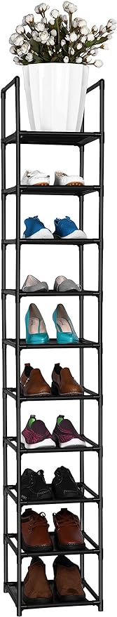 FIDUCIAL HOME 10 Tiers Shoe Rack Space Saving Vertical Single Pairs Sturdy Shoe Shelf Storage Organizer - Image 4