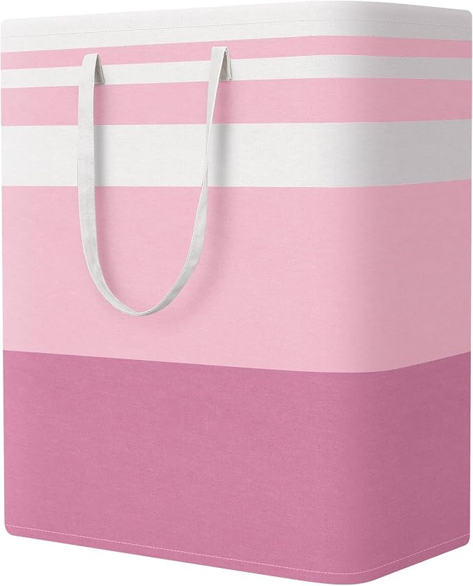 StorageRight Large Collapsible Laundry Basket Hamper with Easy Carry Handles，Freestanding Clothes Hampers for Laundry, Bedroom, Dorm, Towels, Toys, 125L, Pink by StorageRight