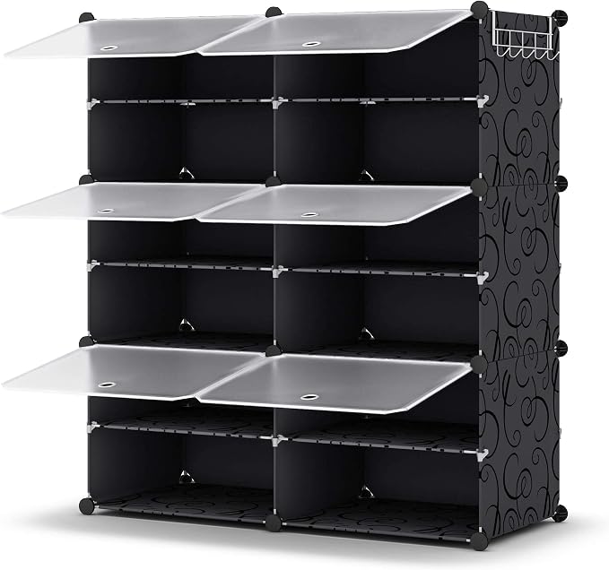 HOMIDEC Shoe Rack Organizer, 6 Tier Storage Cabinet 24 Pair Plastic Shoe Shelves for Closet Hallway Bedroom Entryway - Image 8