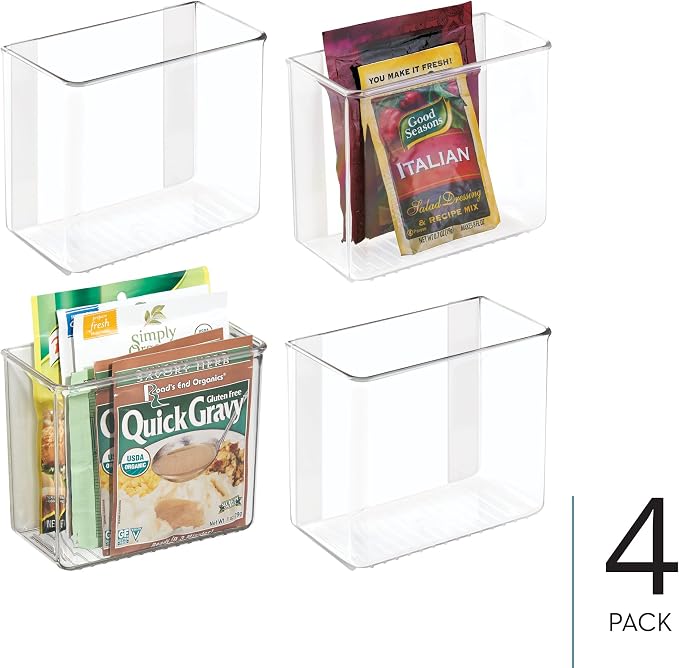 iDesign Adhesive Organizer Bin - Damage-Free Hanging for Kitchen, Bathroom, or Office - Set of 4 - Clear - Image 2