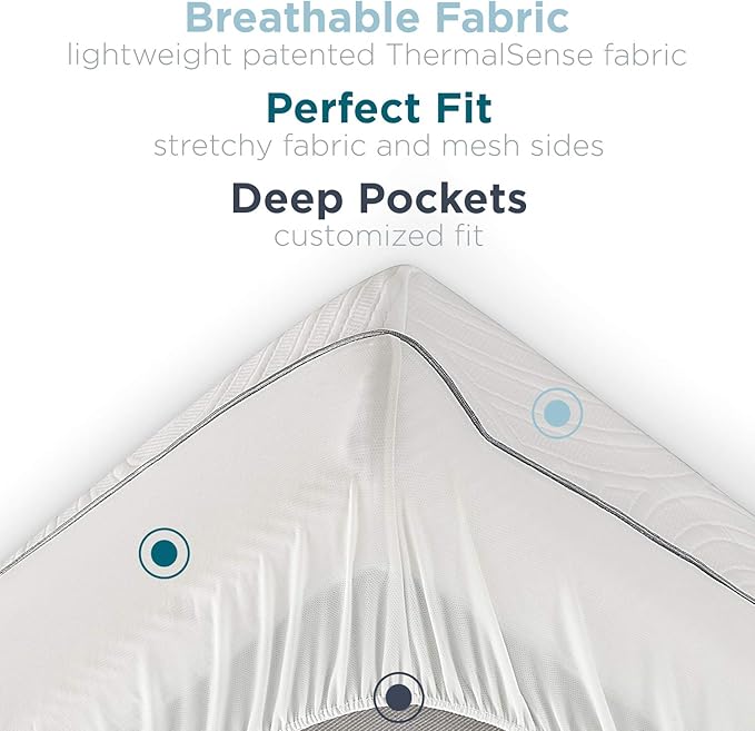 Tempur-Pedic Protect Waterproof Mattress Protector, Twin, White