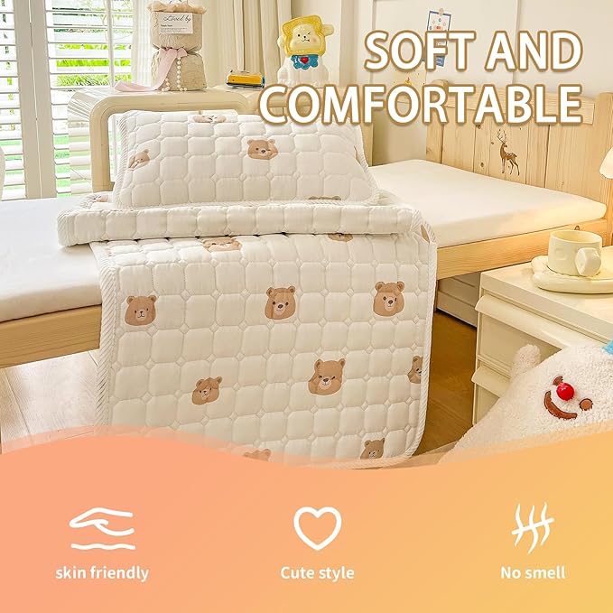 Baby Crib Mattress Cover Protector, Toddler Mattress 100% Cotton Mini Baby Mattress Protector Cushion,Toddler Mattress Topper。Cot Mattress Pad, Crib Cushion Bed Sheets