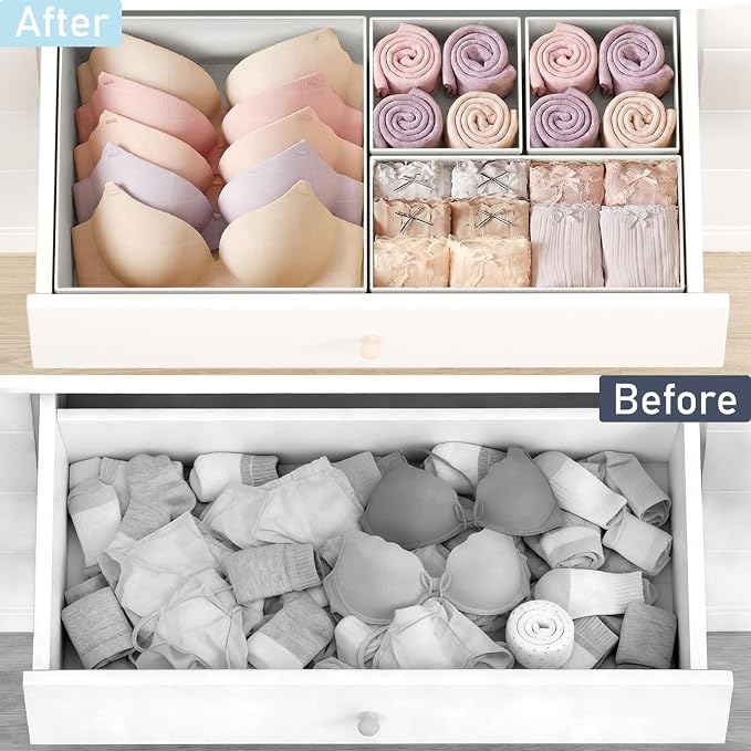 DIMJ Drawer Organizer Clothes 26 Pack - Foldable Baby Organizers and Storage & Closet Organizers for Bedroom, Closet - Nursery Organization Dresser Dividers for underwear, Sock,Bra, Belt, Tie,White - Image 6