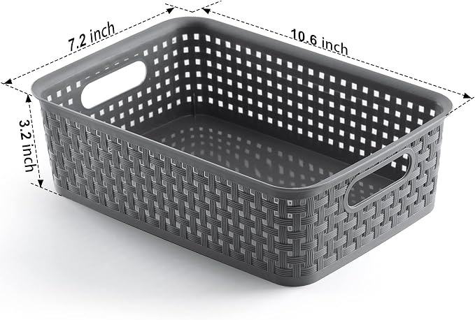 NETANY Plastic Storage Baskets - 8 Pack, Gray, Durable, Easy to Use, Flexible, Multi-Purpose, Ideal for Closets, Cabinets, Shelves, Countertops - Image 3