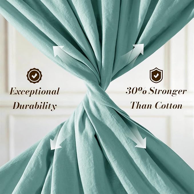 SONORO KATE 100% French Pure Linen Sheets, Breathable and Durable Linen King Size Sheets, Anti-Tear Linen Bed Sheets, Machine Washable, 16 Inch Deep Pocket - 4 Piece (Aqua, King)