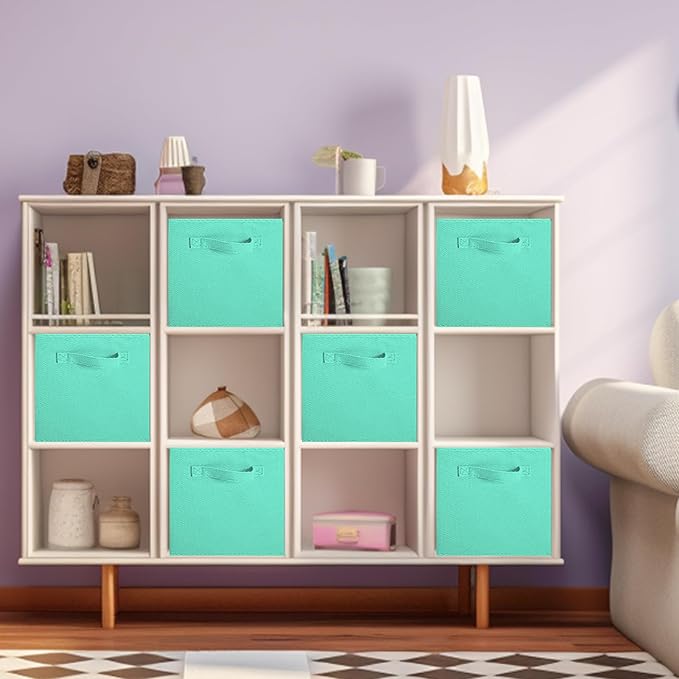ShellKingdom Storage Bins, Foldable Fabric Storage Cubes and Cloth Storage Organizer Drawer for Closet and Toys Storage, 2 Pack (Mint Green) - Image 3