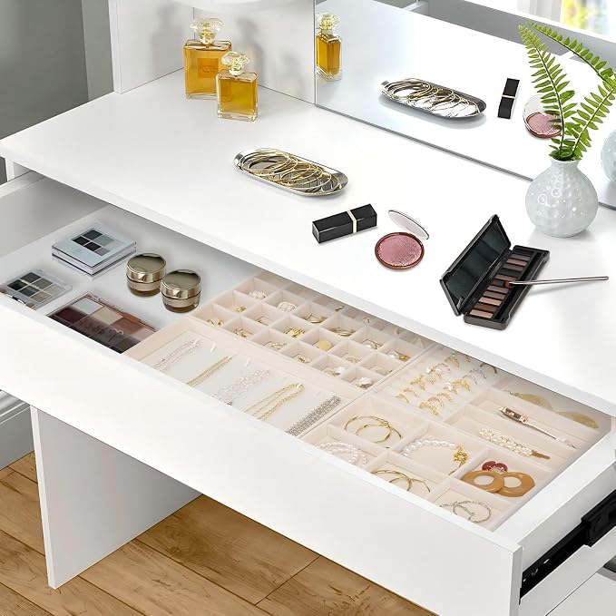 Cirhy Velvet Jewelry Drawer Organizer Trays – Stackable Jewelry Trays for Drawers, Set of 4 Jewelry Organizer for Drawer Inserts, Display Storage Box for Earrings, Rings, Necklaces, Bracelets - Image 3
