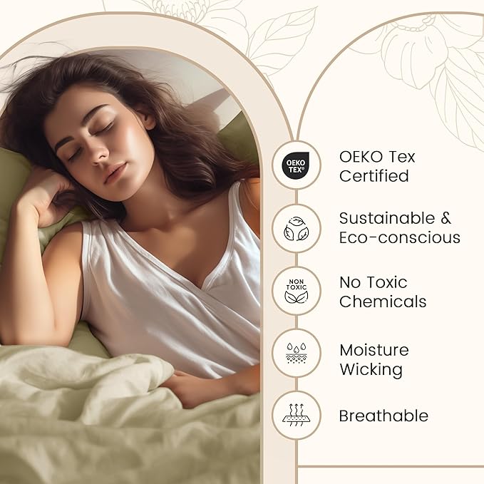 100% Egyptian Cotton Bed Sheets, Certified 800 Thread Count Sateen Weave 15" Deep Pocket Queen Sheets For Queen Size Bed Sheet & Pillowcase Sets, Soft & Comfy Naturally Cool Luxury Bedding - Linen
