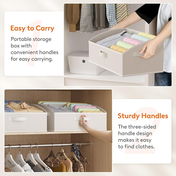 Lifewit Trapezoid Closet Storage Bins for Shelf, 6 Packs Non-woven Closet Organizer Baskets with Handles, Foldable Clothes Containers Boxes for Clothing, Book, Purse, 23L, Extra Large, White - Image 4