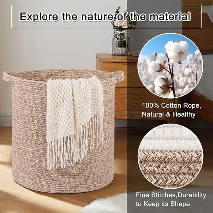 OIAHOMY 80L Laundry Hamper, Storage Basket with Handles, Laundry Basket For Toys, Pillows, Blankets,Clothes-20x18in-Brown - Image 5