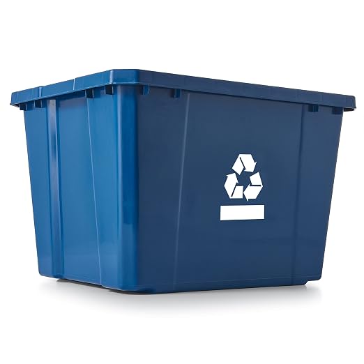 Gracious Living Medium Curbside Blue Box, Plastic 17 Gallon/64 Litre Home Trash Can Refuse and Recycling Bin Container with Built-in Handles (6 Pack) - Image 2