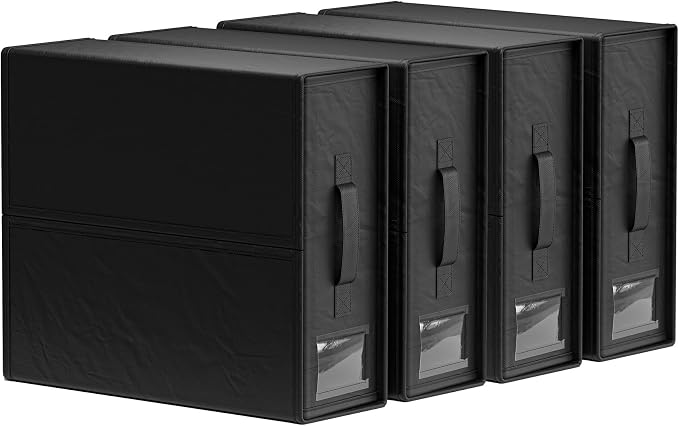 SUOCO SheetCube Bed Sheet Organizers and Storage 4 Pack, Foldable Linen Closet Organizer, Bedding Folder Storage Box Container for Blanket, Duvet Cover Set, Bed Sheet Set - Black by SUOCO