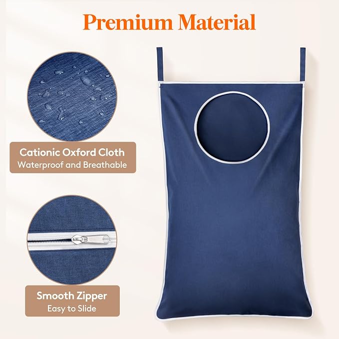 Lifewit 1 Pack Over Door Laundry Hamper, Large Collapsible Hanging Laundry Hamper, Hanging Laundry Basket Bag for Bathroom Bedroom Dirty Clothes Storage Organizer, Dark Blue - Image 6