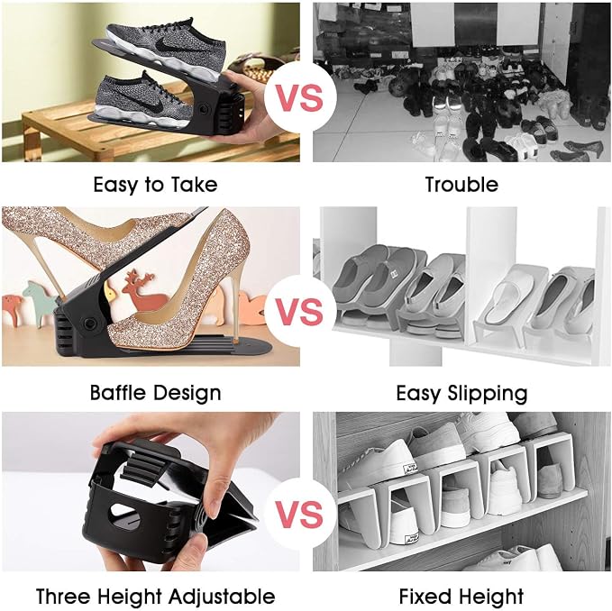 Neprock Shoe Rack Shoe Organizer Space-Saving Storage Shoe Organizer for Closet,Shoe Stacker Shoe Slots Space Saver Double Stack Shoe Holder Homeries - Image 5