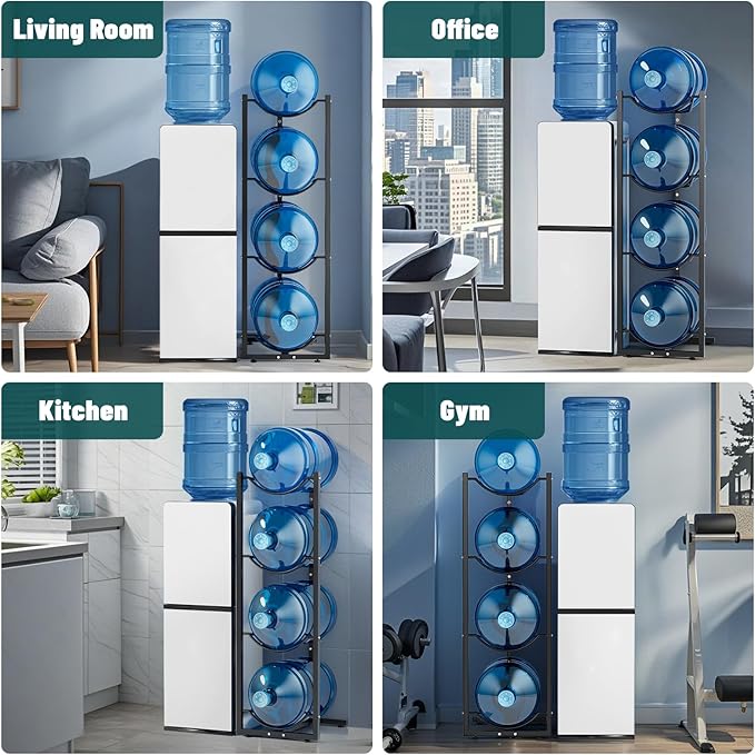 MYLOLF 5 Gallon Water Jug Holder : 4 Tier Water Jug Stand Holder for 5 Gallon Water Dispenser- 5 Gal Water Bottle Storage Rack Organizer for Home Kitchen Garage (4 Tier) - Image 6