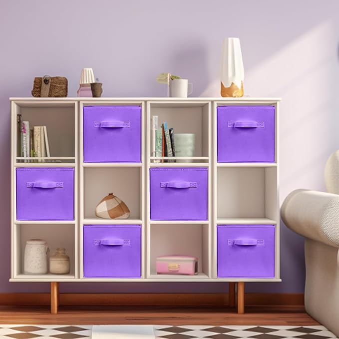 ShellKingdom Storage Bins, Foldable Fabric Storage Cubes And Cloth Storage Organizer Drawer For Closet And Toys, 6 Pack (Violet) - Image 2