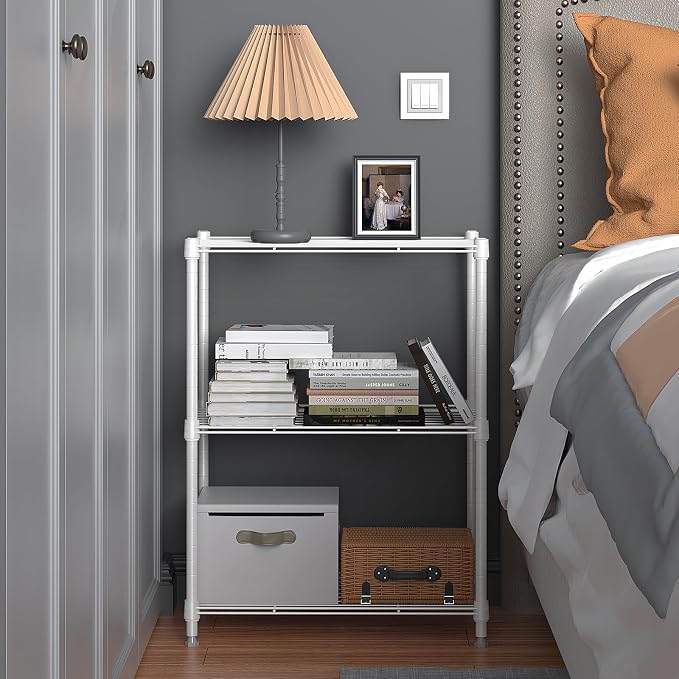 M MZG 450 lbs Wire Storage Shelving 3-Tier Utility Shelving Unit Steel Organizer Wire Rack for Home,Kitchen,Office,White (11.8" D x 17.7" W x 26.4" H) - Image 2