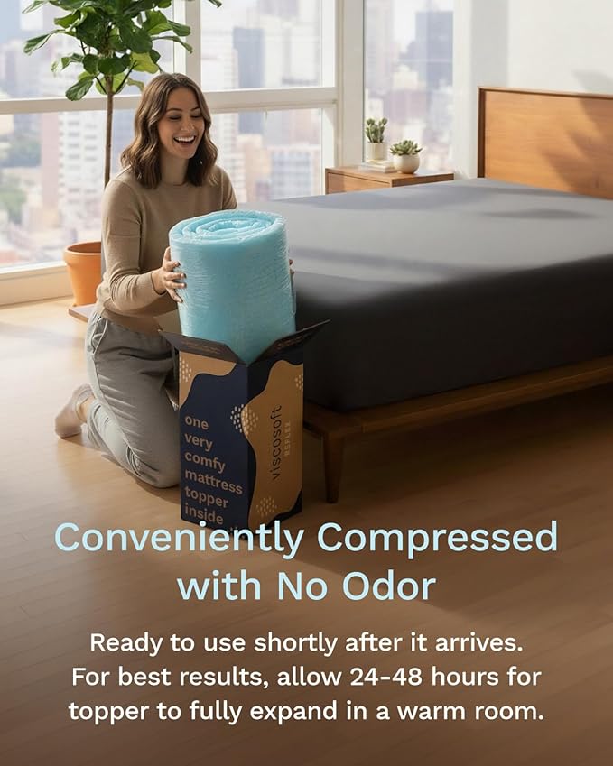 ViscoSoft 3-Inch Memory Foam Mattress Topper Full – Reflex Cooling Gel Pad with Removable Washable Cover – CertiPUR-US & Oeko-TEX Certified