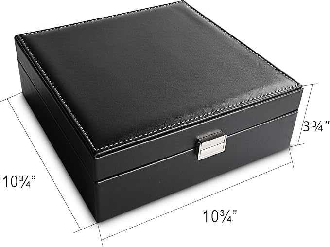 Frebeauty Earring Holder Organizer, 50 Slots Earring Organizer,2 Layer Jewelry Box for Earrings and Necklace,PU Jewelry Organizer,Jewelry Organizers and Storage(Black) - Image 3