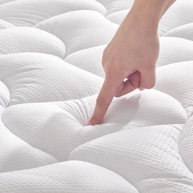 SLEEP ZONE Waterproof Mattress Pad Twin XL, Breathable Mattress Topper Quilted Fitted Cover Protector with Deep Pockets fits 8-21 inch, White