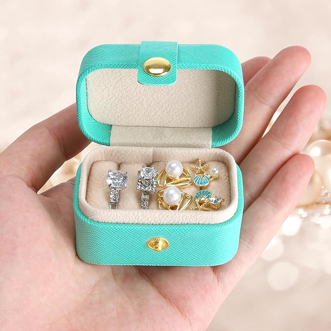 KUKUVR Small Travel Jewelry Box For Ring Stud Earring, Mini Jewelry Ring Holder for Multiple Rings, Portable Jewelry Storage Organizer Case (Blue) by Unknown