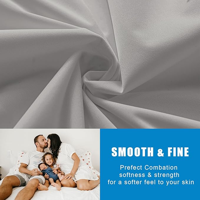 2 Pack Mattress Protector Twin Size 100% Waterproof Fitted Mattress Cover, Breathable Noiseless & Machine Washable Bed Cover Deep Pocket from 5" to 21", Bed Protector for Pets Kids Adults Dark Grey
