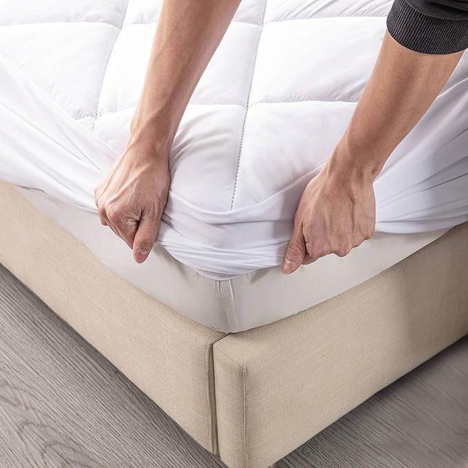 Kingnex Split King Mattress Topper for Adjustable Bed Fluffy Matress Cover Quilted Fitted Mattress Pad with Elastic Pocket