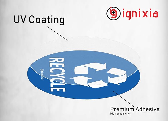 IGNIXIA Recycle & Trash Stickers Combo, Trash Bin Decals Recycle Sticker Trash Symbols Sticker 4 X 4 Inches PVC Vinyl Self Adhesive (Blue and Black) - Image 3