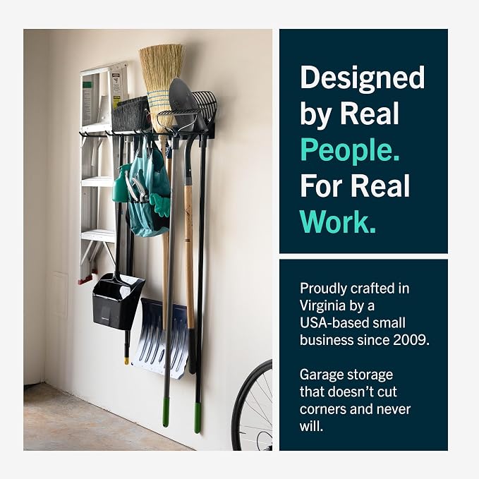 StoreYourBoard 36" Garage Tool Organizer Wall Mount | Garden Tool Organizer System | Heavy Duty Garden Tool Storage Rack for Yard Tools Rakes Shovels 250lbs Garage Organization | 4 PVC Coated Hooks - Image 6