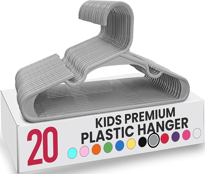 Utopia Home 20 Pack Kids Hangers - 11.5 Inch Plastic Baby Hangers for Closet - Childrens Hanger for Clothes & Infant Hanger for Closet - for Everyday Standard Use (Gray) by UTOPIAHOME
