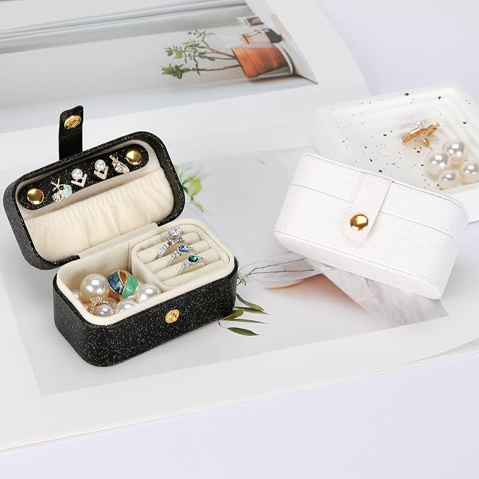 KUKUVR Small Travel Jewelry Box, Mini Jewelry Holder for Multiple Rings Necklace Earrings Lipstick, Portable Jewelry Storage Organizer Case with Removable Ring Slot (WHITE) - Image 7